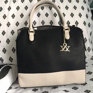 Black and off white purse